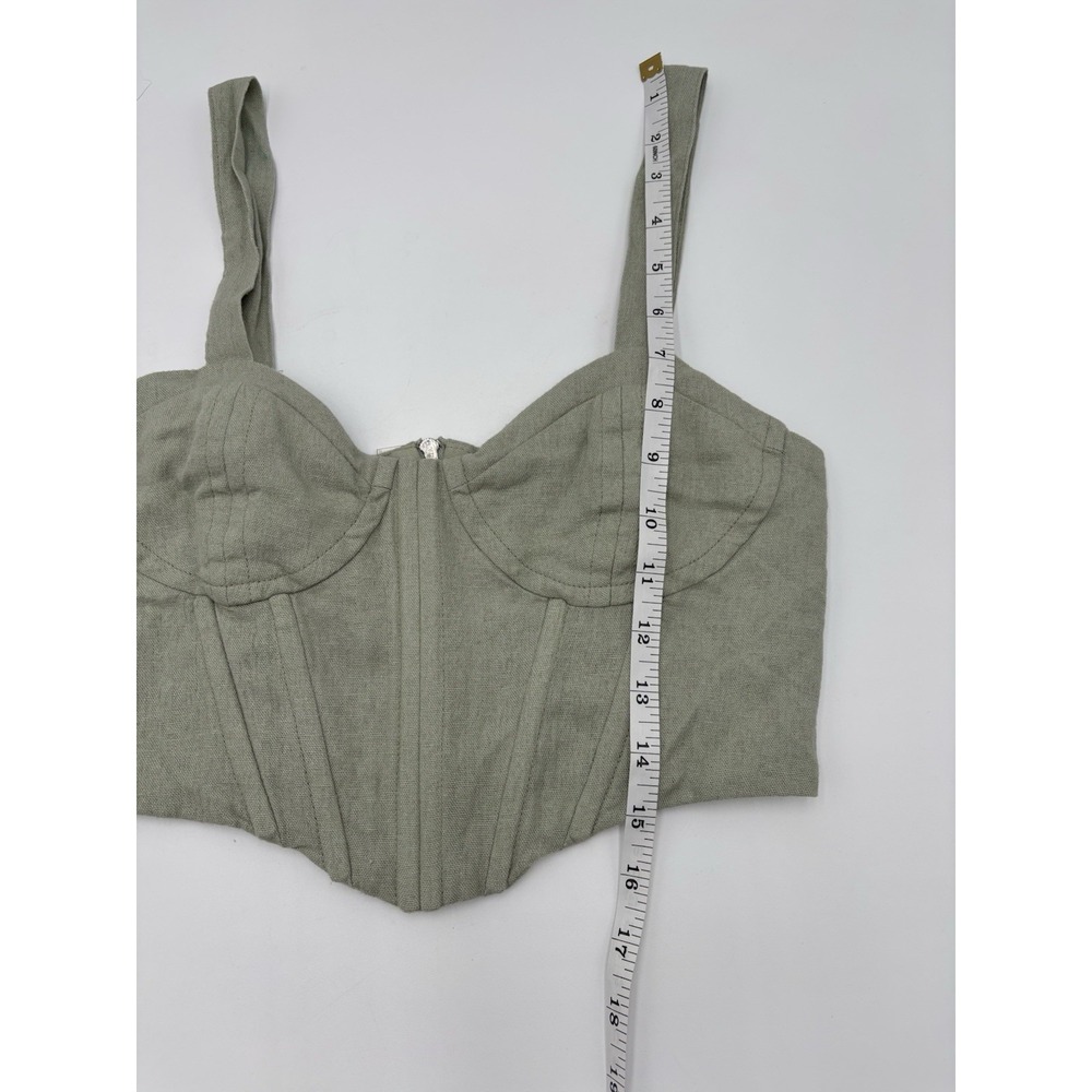 Alter'd State Linen Blend Corset Crop Top Sage Green Bustier Cottagecore S - Picture 7 of 8